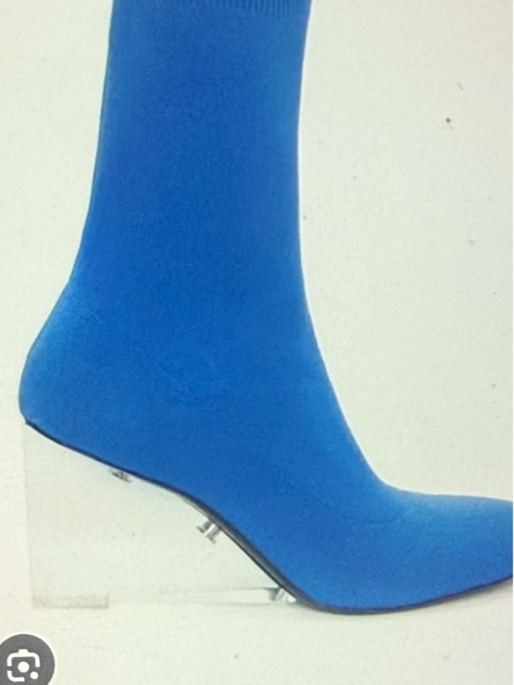 Alexander McQueen Electric Blue Sock Boots with Clear Wedge Heels - Picture 3 of 3